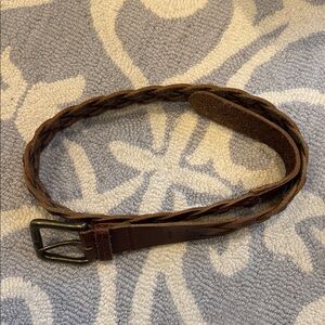 Abercrombie & Fitch Belt Women's Brown Braided Woven Leather Logo Sz M